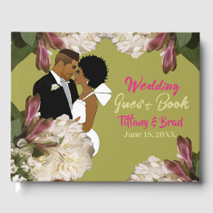 Classic Gold African American Wedding Guest Book