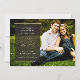 Classic Gold and Black Elegant Script Wedding Save The Date