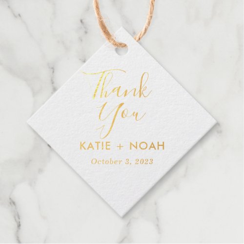 Classic Gold and Photo Wedding Thank You Foil Favor Tags