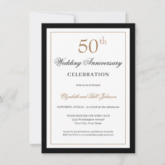 Classic Gold Black 50th Wedding Anniversary Invitation
