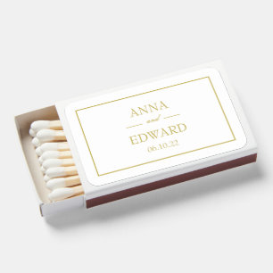 Classic Gold Block Bride and Groom Matchboxes
