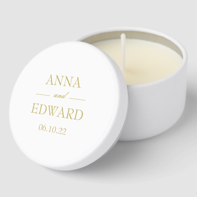 Classic Gold Block Bride and Groom Wedding Candles (Corner)