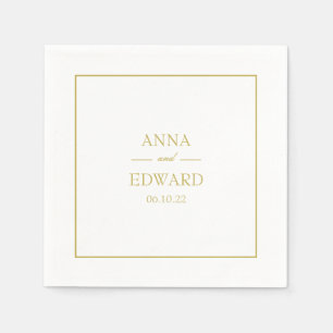 Classic Gold Block Bride and Groom Wedding Napkins