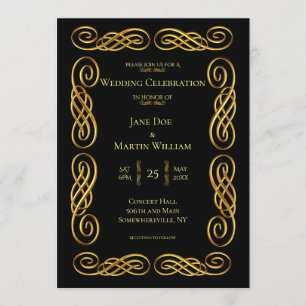 Classic Gold Bordering Wedding Invitation