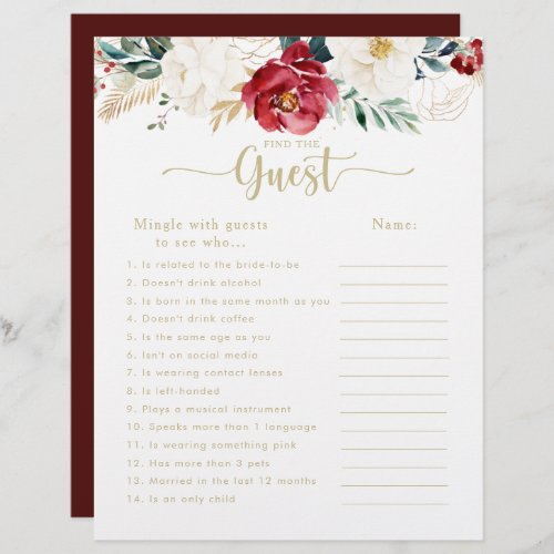 Classic Gold Bridal Shower Find the Guest Game