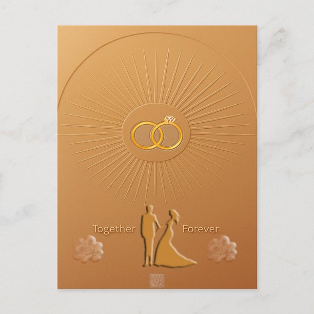 Classic Gold & Bronze Wedding Announcement Postcard (Front)