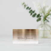 Classic Gold Brushed Metal Monogram Stylish Script Business Card (Standing Front)