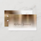 Classic Gold Brushed Metal Monogram Stylish Script Business Card (Front/Back)