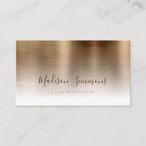 Classic Gold Brushed Metal Monogram Stylish Script Business Card