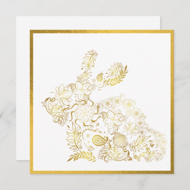 Classic Gold Bunny Easter Card (Front/Back)