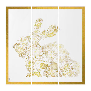 Classic Gold Bunny Triptych