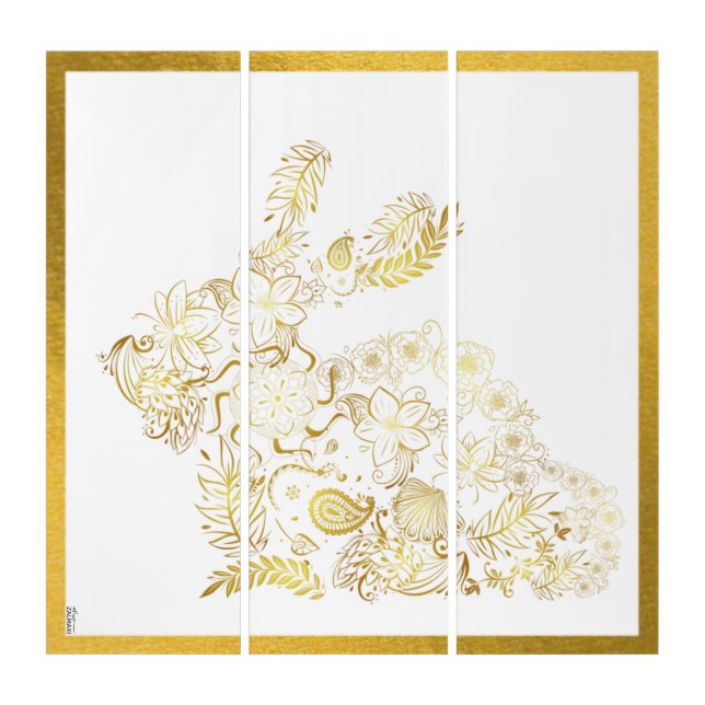 Classic Gold Bunny Triptych (Front)