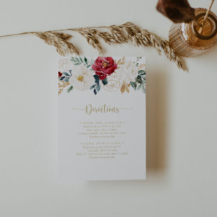 Classic Gold Burgundy White Wedding Directions   Enclosure Card