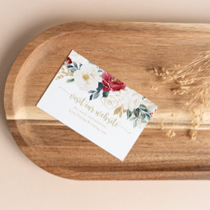 Classic Gold Burgundy White Wedding Website Enclosure Card