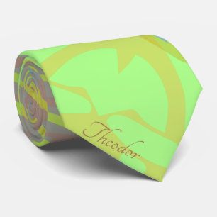 Classic Gold Butterfly Pistachio Violet Background Neck Tie
