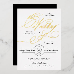 Classic Gold Calligraphy Wedding Foil Invitation