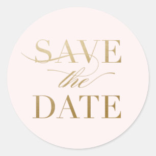 Classic Gold Calligraphy Wedding Save the Date Classic Round Sticker