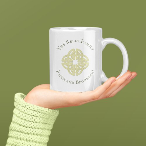 Classic Gold Celtic Cross Faith and Begorrah  Coffee Mug