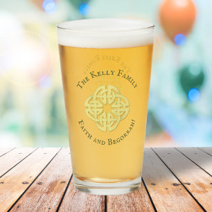 Classic Gold Celtic Cross Faith and Begorrah Glass