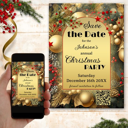 Classic Gold Christmas Save the Date Card