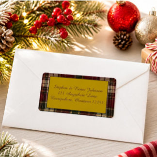Classic Gold Christmas Tartan Plaid Label