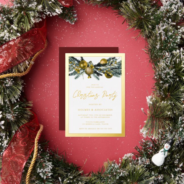 Classic Gold Corporate Christmas Party Foil Invitation (Insitu)