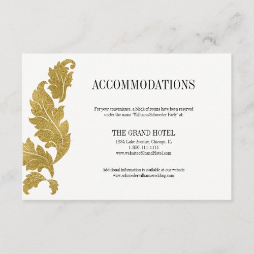 Classic Gold Crest Wedding Accommodation Card