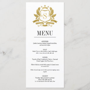 Classic Gold Crest Wedding Menu Card