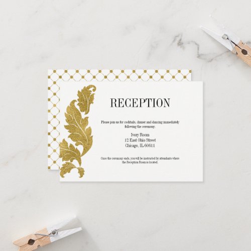Classic Gold Crest Wedding Reception Card