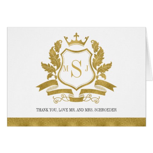 Classic Gold Crest Wedding Thank You Card