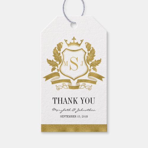 Classic Gold Crest Wedding Thank You Gift Tag