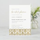 CLASSIC GOLD DAMASK FLORAL PATTERN BRIDAL SHOWER INVITATION (Standing Front)