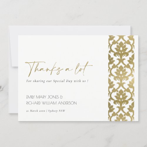 CLASSIC GOLD DAMASK FLORAL PATTERN THANK YOU