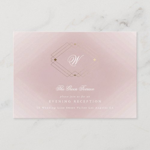 Classic Gold Dusty Rose Pink Monogram Wedding Enclosure Card