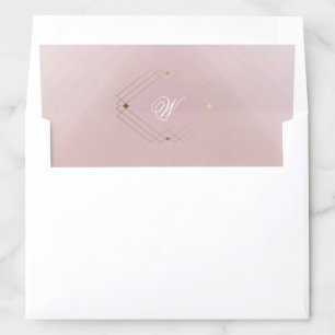Classic Gold Dusty Rose Pink Monogram Wedding Envelope Liner