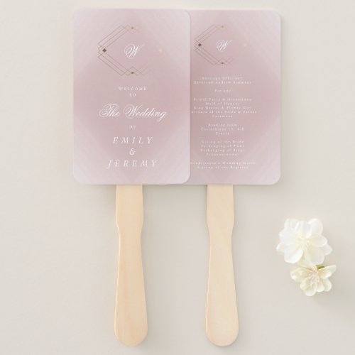 Classic Gold Dusty Rose Pink Monogram Wedding Hand Fan