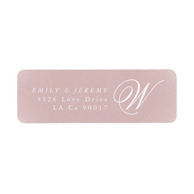 Classic Gold Dusty Rose Pink Monogram Wedding Label (Front)
