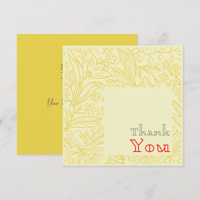 Classic Gold Elegant Floral Thank You Card (Front/Back)