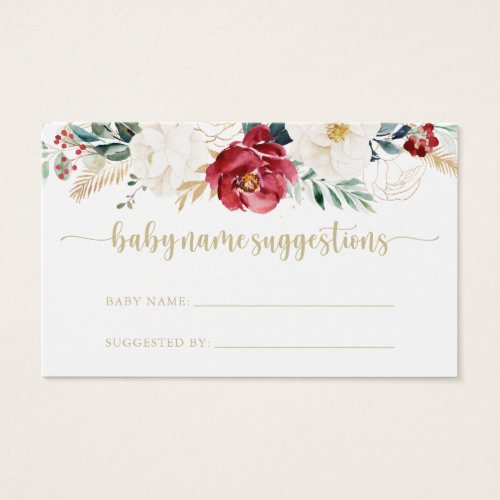 Classic Gold Floral Baby Name Suggestions Card