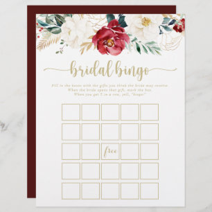 Classic Gold Floral Bridal Bingo Game