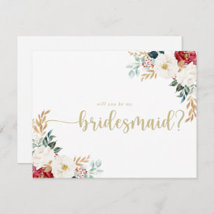 Classic Gold Floral Bridesmaid Proposal Note Card