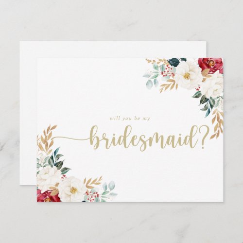 Classic Gold Floral Bridesmaid Proposal Note Card