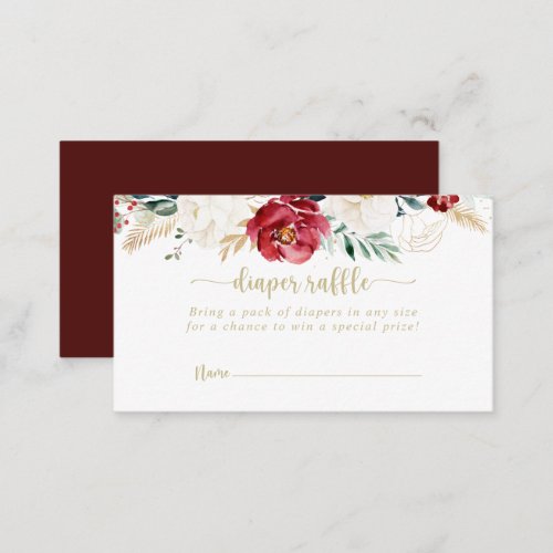 Classic Gold Floral Diaper Raffle Ticket  Enclosure Card