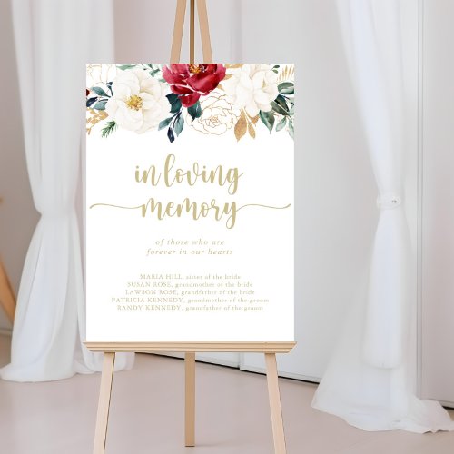 Classic Gold Floral In Loving Memory Sign