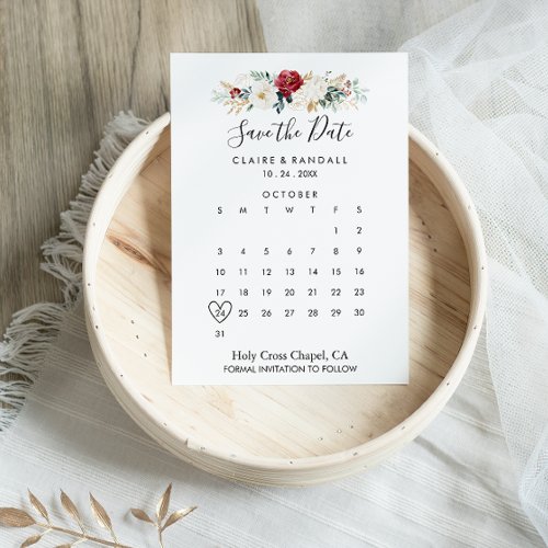 Classic Gold Floral Save the Date Calendar