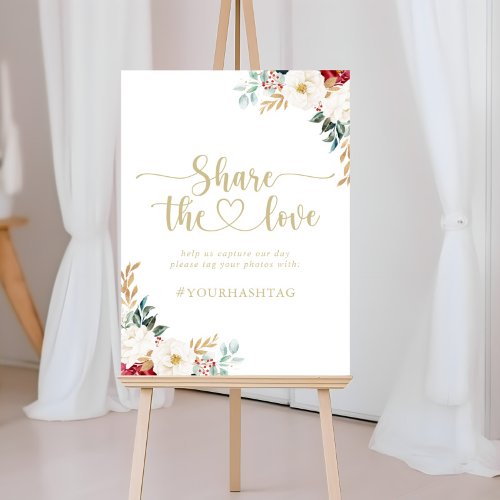 Classic Gold Floral Share the Love Hashtag Sign