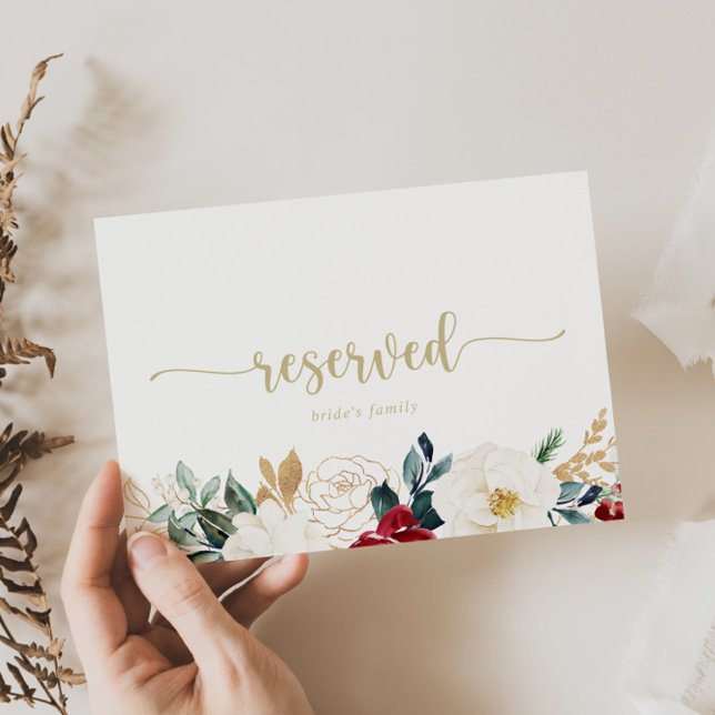 Classic Gold Floral Wedding Reserved Sign (Creator Uploaded)