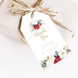 Classic Gold Floral Wedding Thank You   Gift Tags<br><div class="desc">These classic gold floral wedding thank you favor tags are perfect for a rustic wedding reception. The design features watercolor white, burgundy and gold flowers and berries with green foliage arranged into elegant bouquets. Personalize these tags with a short message, your names, and your wedding date. You can change the...</div>