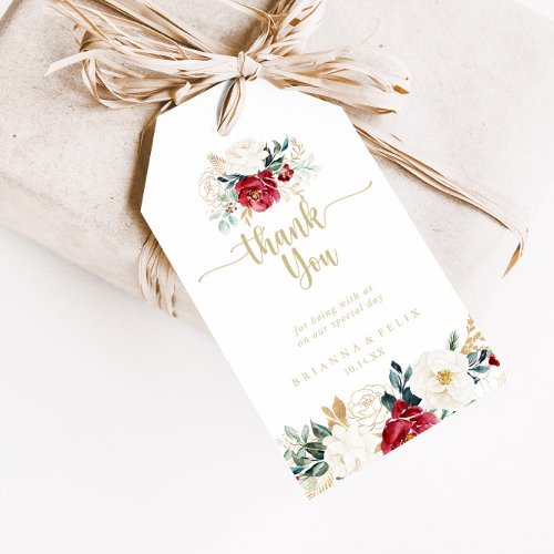Classic Gold Floral Wedding Thank You   Gift Tags