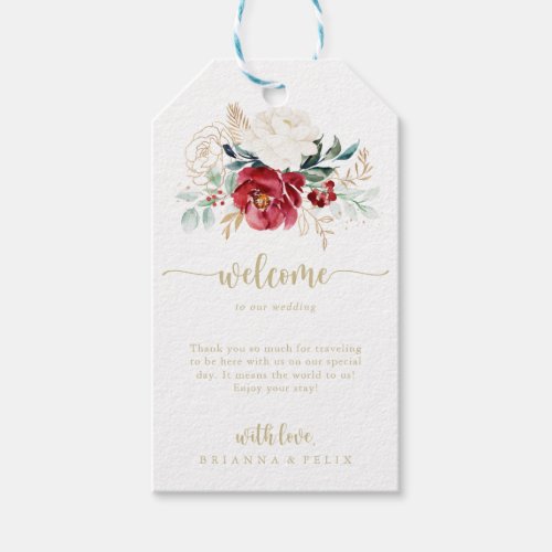 Classic Gold Floral Wedding Welcome   Gift Tags